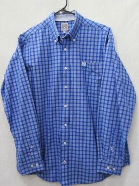 Cinch Men's Western Button Down Long Sleeve Blue/White Collared Dress Shirt